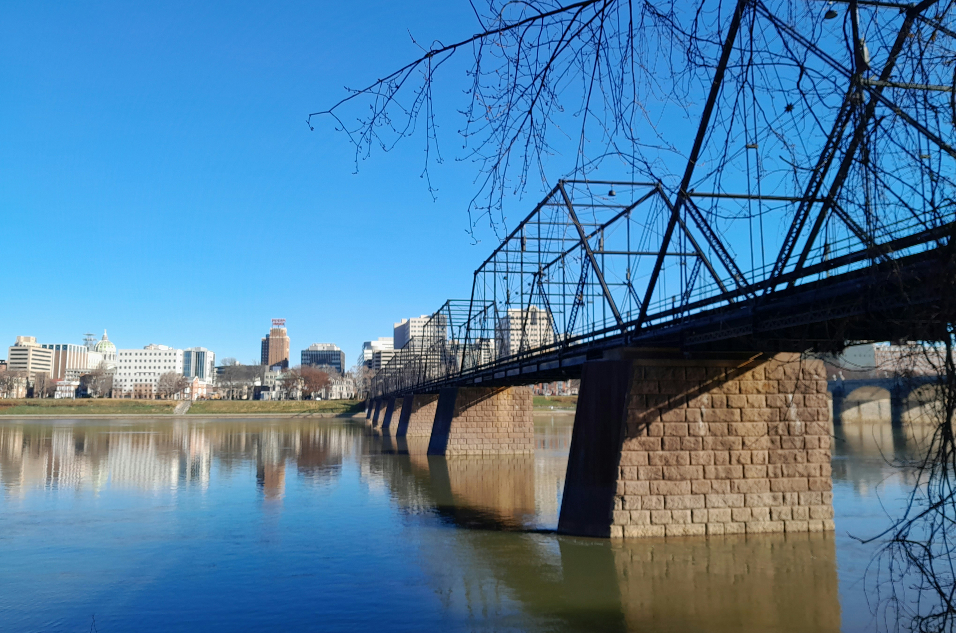 View of bridge leading into Harrisburg, Pennsylvania 