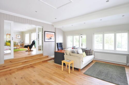 Steps leading into office from living room