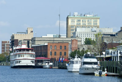 Boats on Cape Fear River in Wilmington NC