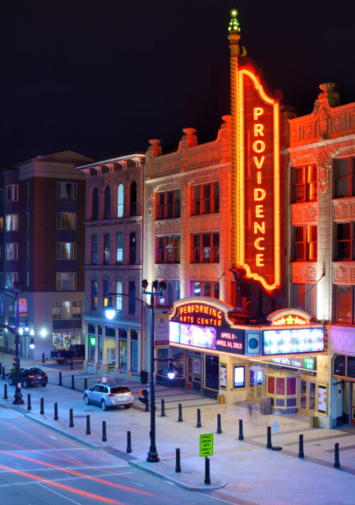 theatre at night in providence rhode island