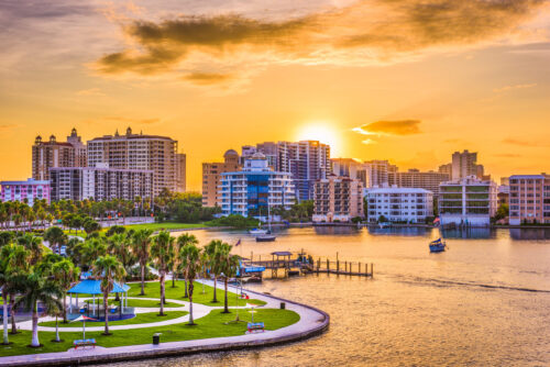 sarasota florida skyline at sunset